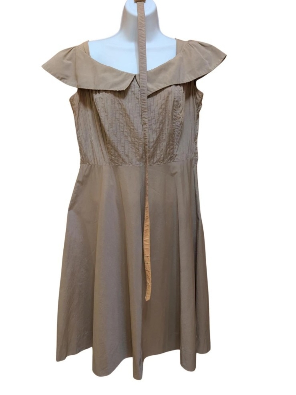 Vintage Beige A-Line Off-Shoulder Women's Dress